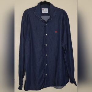 Charles Tyrwhitt Navy Shirt with Red Embroidery